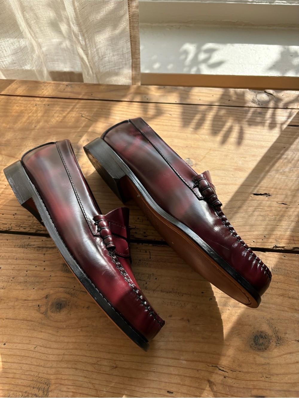 Men's Leather Penny Loafer in Burgundy - Picture 4 of 11
